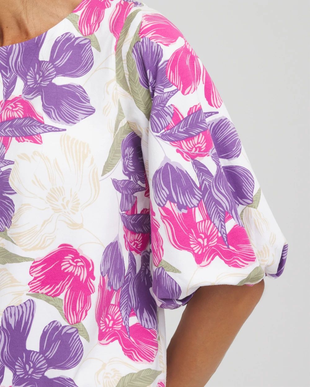 トップス chi Floral Bubble Sleeve Top | Chico's